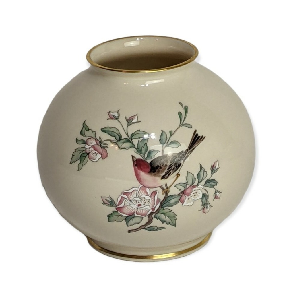 Lenox China Serenade Globe Vase Small‎ Hand Decorated with 24K Gold 5"
